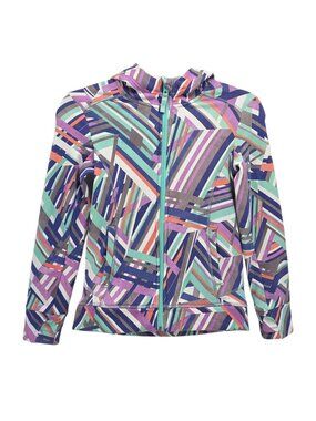 Athleta Girl Girls Medium (8-10) Hoodie Zipper Multicolor Sweatshirt Retro